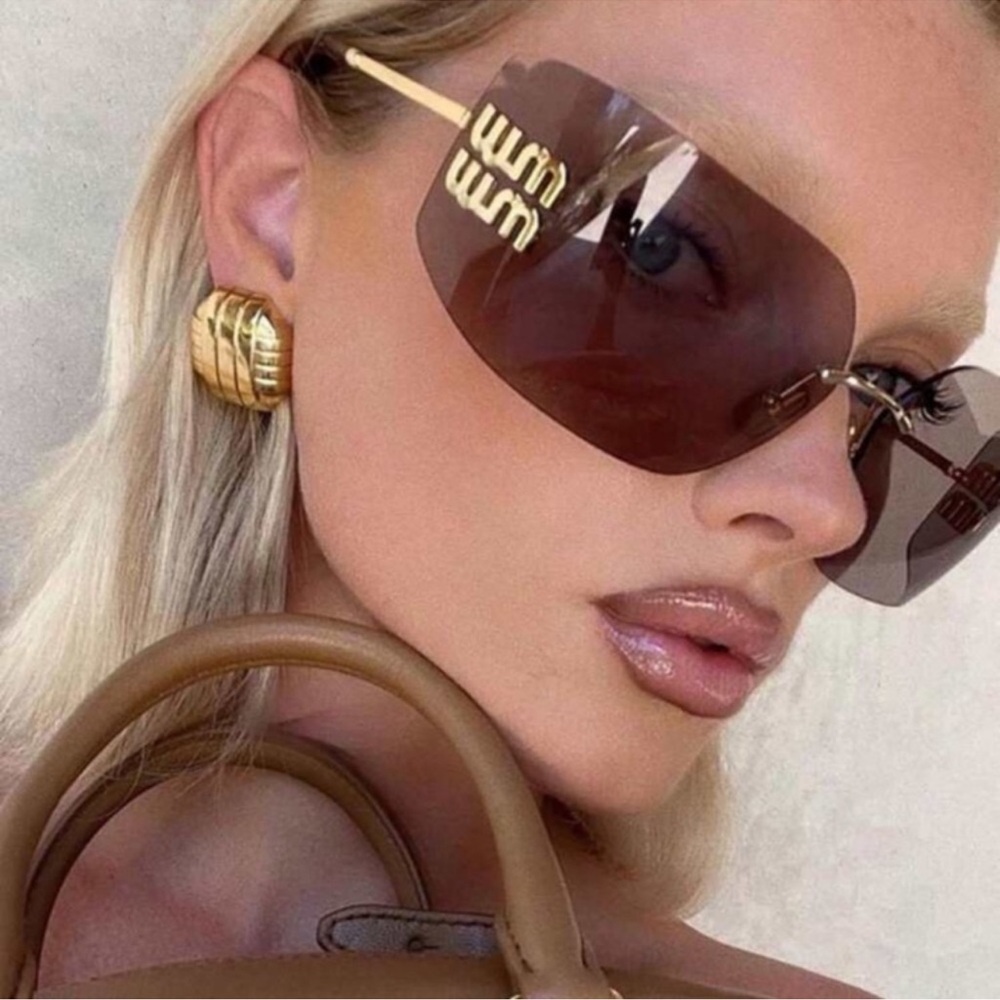 1PC Fashionable Women's Retro Frameless Big Eye Lenses, Women's Fashionable